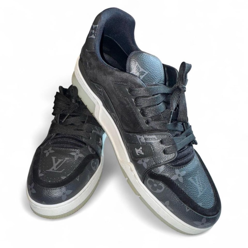 Louis Vuitton LV Trainer Sneakers – Black Monogram Eclipse – Men’s Size 9